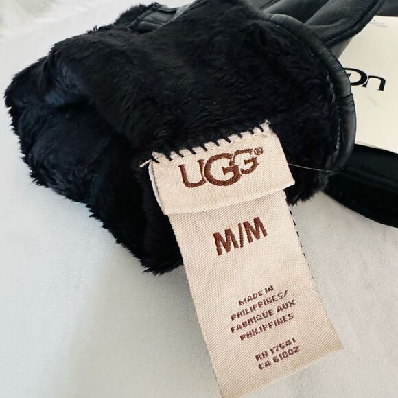 UGG Metisse Tabbed Vent Tech Soft Stretch Leather Gloves, Black, Medium, NWT - Picture 13 of 13